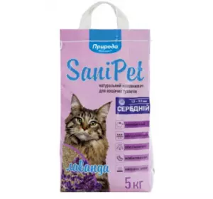 Бентонітовий наповнювач "Природа" "Sani Pet" Середній з лавандою 5 кг Бентонітовий наповнювач "Природа" "Sani Pet" Середній з лавандою 5 кг