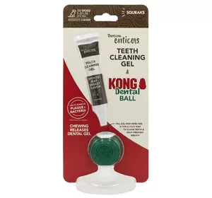Набір для догляду за ротовою порожниною TropiClean Enticers Kong Dental Ball кулька+гель для дрібних собак, розмір S Набір для догляду за ротовою порожниною TropiClean Enticers Kong Dental Ball кулька+гель для дрібних собак, розмір S