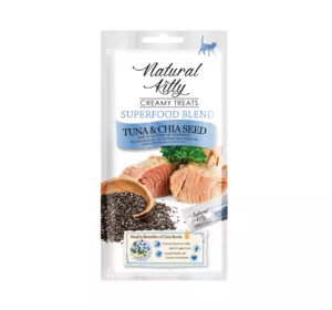 Крем-снек для кішок Natural Kitty Creamy зі смаком тунця та насіння чиа 24 х 12 г Крем-снек для кішок Natural Kitty Creamy зі смаком тунця та насіння чиа 24 х 12 г
