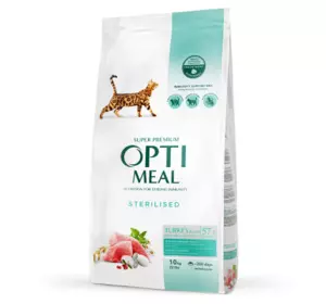 Сухий корм Оптиміл Optimeal для стерилізованих/кастрованих котів зі смаком індичкою та вівса, 10 кг Сухий корм Оптиміл Optimeal для стерилізованих/кастрованих котів зі смаком індичкою та вівса, 10 кг