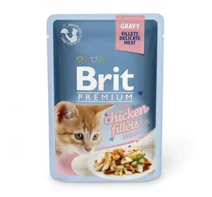 Вологий корм для кошенят Бріт Brit Premium Cat pouch філе курки в соусі 85 г