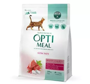 Сухий корм Optimeal для кішок з високим вмістом телятини 200 г