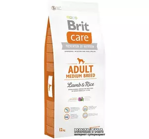 Сухий корм для дорослих собак середніх порід Бріт Brit Care Adult Medium Breed Lamb & Rice, 12 кг