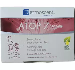 Dermoscent (Дермосент) ATOP 7 spot-on для котів та собак 0-10 кг (4піп.х0.6мл) Dermoscent (Дермосент) ATOP 7 spot-on для котів та собак 0-10 кг (4піп.х0.6мл)