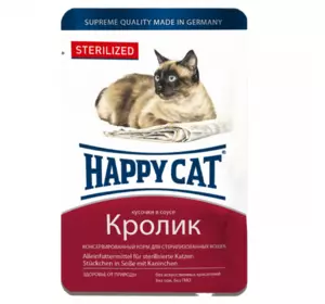 Консервований корм Happy Cat Btl sterilisiert Kaninchen Sossе з кроликом для стерелізованих кішок (шматочки в соусі), 100 г Консервований корм Happy Cat Btl sterilisiert Kaninchen Sossе з кроликом для стерелізованих кішок (шматочки в соусі), 100 г