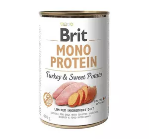 Вологий корм для собак Бріт Brit Mono Protein з індичкою та бататом 400 г Вологий корм для собак Бріт Brit Mono Protein з індичкою та бататом 400 г