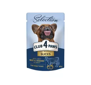 Корм для собак малих пород CLUB 4 PAWS (Клуб 4 Лапи) Premium Plus Selection шматочки з яловичиною та овочами в соусі, 85 г Корм для собак малих пород CLUB 4 PAWS (Клуб 4 Лапи) Premium Plus Selection шматочки з яловичиною та овочами в соусі, 85 г