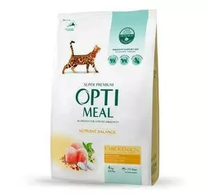 Сухий корм Optimeal з куркою для дорослих котів 4 кг
