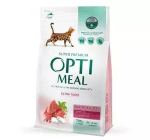 Сухий корм Optimeal для кішок з високим вмістом телятини 700 г