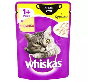 Whiskas Крем-Суп (пауч) Консерви для кішок з куркою в соусі / 85 гр Whiskas Крем-Суп (пауч) Консерви для кішок з куркою в соусі / 85 гр