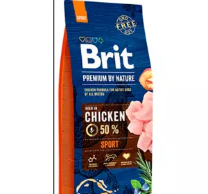 Сухий корм Бріт Brit Premium Sport для дорослих собак усіх порід із підвищеною потребою в енергії, 15 кг