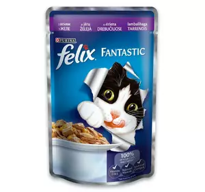 Вологий корм Фелікс Felix Fantastic консерви для кішок з ягням в желе 85 г, Purina