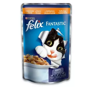 Вологий корм Фелікс Felix Fantastic консерви для кішок з індичкою в желе 85 г, Purina Вологий корм Фелікс Felix Fantastic консерви для кішок з індичкою в желе 85 г, Purina
