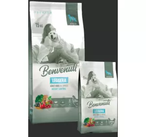 Сухий корм для контролю ваги Бенвенуті Benvenuti LEGGERA для дорослих собак усіх порід з куркою 5 кг Сухий корм для контролю ваги Бенвенуті Benvenuti LEGGERA для дорослих собак усіх порід з куркою 5 кг