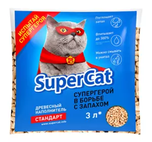 Дерев'яний наповнювач SuperCat стандарт для котячого туалету 1 кг Дерев'яний наповнювач SuperCat стандарт для котячого туалету 1 кг