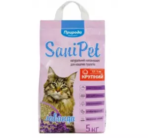 Бентонітовий наповнювач "Природа" "Sani Pet" Великий з лавандою 5 кг Бентонітовий наповнювач "Природа" "Sani Pet" Великий з лавандою 5 кг