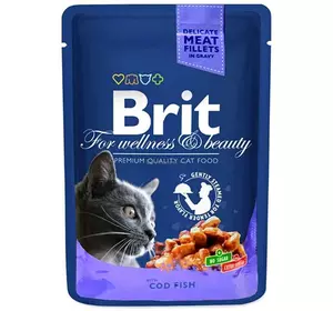 Brit Premium Cat (пауч) Кусочки в соусе с ТРЕСКОЙ для кошек / 100 гр Brit Premium Cat (пауч) Кусочки в соусе с ТРЕСКОЙ для кошек / 100 гр