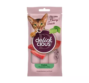 Крем-снеки для котів Делікшес Delickcious тунець з додаванням алое ласощі для котів (4 шт х 15 г) Крем-снеки для котів Делікшес Delickcious тунець з додаванням алое ласощі для котів (4 шт х 15 г)