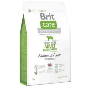 Сухий корм для собак вагою від 25 кг Бріт Brit Care GF Adult Large Breed Salmon & Potato 3 кг Сухий корм для собак вагою від 25 кг Бріт Brit Care GF Adult Large Breed Salmon & Potato 3 кг