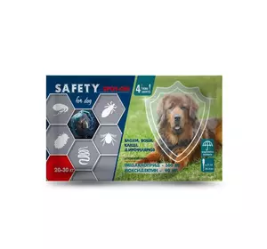 Протипаразитарні краплі SAFETY SPOT-ON для собак вагою від 20 до 30 кг (3 мл) №20 Протипаразитарні краплі SAFETY SPOT-ON для собак вагою від 20 до 30 кг (3 мл) №20