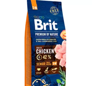 Сухий корм Бріт Brit Premium Senior S+M з м'ясом курки для дорослих собак дрібних і середніх порід, 3 кг Сухий корм Бріт Brit Premium Senior S+M з м'ясом курки для дорослих собак дрібних і середніх порід, 3 кг