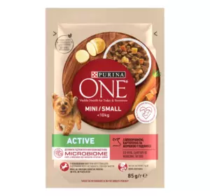 Вологий корм Purina One Mini/Small Active для дорослих собак маленьких порід (до 10 кг) у підливці яловичиною, 85 г Вологий корм Purina One Mini/Small Active для дорослих собак маленьких порід (до 10 кг) у підливці яловичиною, 85 г