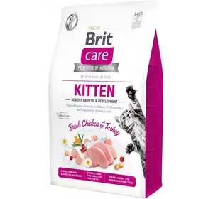 Сухий корм для кошенят Brit Care Cat GF Kitten Growth & Developmen з куркою та індичкою 2 кг Сухий корм для кошенят Brit Care Cat GF Kitten Growth & Developmen з куркою та індичкою 2 кг