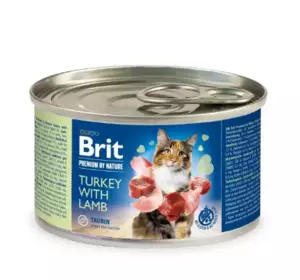 Вологий корм для котів Бріт Brit Premium з індичкою та ягням 200 г