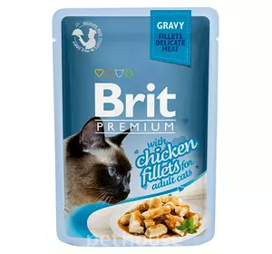 Вологий корм для котів Бріт Brit Premium Куряче філе в соусі для котів 85 г