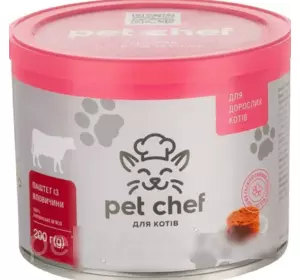 "Carnie Pet Chef"-паштет м'ясний для дорослих котів із яловичиною, 360 г "Carnie Pet Chef"-паштет м'ясний для дорослих котів із яловичиною, 360 г
