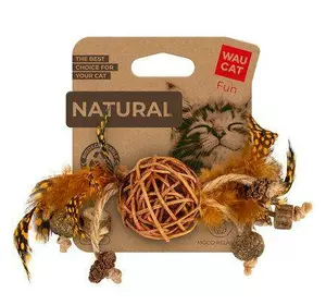 Іграшка для котів WAUCAT Fun Natural Плетений м'ячик з дзвіночком джутова мотузка 20 см Іграшка для котів WAUCAT Fun Natural Плетений м'ячик з дзвіночком джутова мотузка 20 см