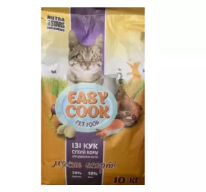 Easy cook сухий корм для дорослих котів 10 кг м'ясне асорті Easy cook сухий корм для дорослих котів 10 кг м'ясне асорті