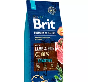Сухий корм Бріт Brit Premium Sensitive Lamb з ягням для дорослих собак із чутливим травленням, 15 кг