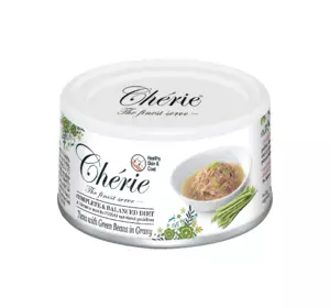 Вологий корм Cherie Complete&Balanced для котів з тунцем і зеленою квасолею у соусі, 80 г Вологий корм Cherie Complete&Balanced для котів з тунцем і зеленою квасолею у соусі, 80 г