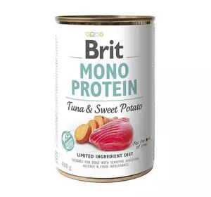 Вологий корм Бріт Brit Mono Protein для собак із тунцем і бататом 400 г Вологий корм Бріт Brit Mono Protein для собак із тунцем і бататом 400 г