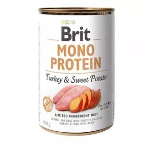 Brit Mono Protein Turkey & Sweet Potato Консервы для собак с индейкой и бататом / 400 гр
