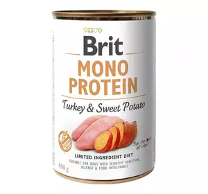 Brit Mono Protein Turkey & Sweet Potato Консервы для собак с индейкой и бататом / 400 гр Brit Mono Protein Turkey & Sweet Potato Консервы для собак с индейкой и бататом / 400 гр