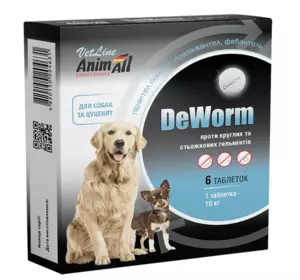 AnimAll VetLine DeWorm XL (ДеВорм) антигельмінтний препарат для собак і цуценят (№6 таблетки)