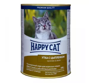 Консервований корм Happy Cat Dose Ente&Huhn Gelee у вигляді шматочків желе для котів з качкою та курчам, 400 г Консервований корм Happy Cat Dose Ente&Huhn Gelee у вигляді шматочків желе для котів з качкою та курчам, 400 г