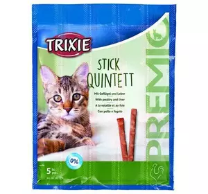 Ласощі палички для кішок Trixie TX-42724 Premio Stick Quintett з птицею і печінкою 5 шт х 5 г Ласощі палички для кішок Trixie TX-42724 Premio Stick Quintett з птицею і печінкою 5 шт х 5 г