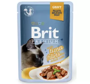 Вологий корм для котів Brit Premium Cat pouch 85 г філе тунця в соусі (пауч)