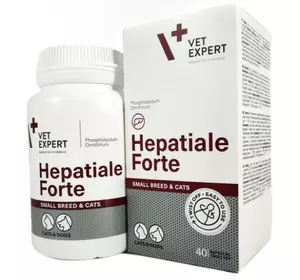 Кормова добавка HEPATIALE Forte Small Breed/Cat 40 капсул (Гепатіале) для покращення функцій печінки VetExpert (термін до 03.2025)