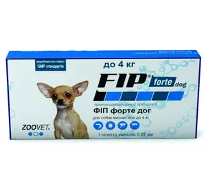 FIP forte dog (ФІП форте дог) краплі від бліх, кліщів і комарів для собак до 4 кг 1 піпетка, Zoovet FIP forte dog (ФІП форте дог) краплі від бліх, кліщів і комарів для собак до 4 кг 1 піпетка, Zoovet