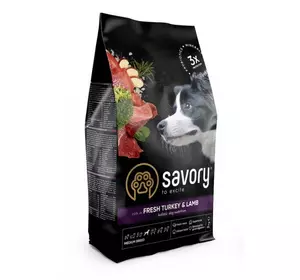Сухий корм Сейворі Savory Medium Breed rich in Fresh Turkey & Lamb для собак середніх порід, 12 кг Сухий корм Сейворі Savory Medium Breed rich in Fresh Turkey & Lamb для собак середніх порід, 12 кг