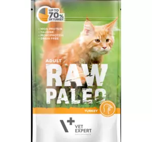 Вологий корм для котів Vet Expert Raw Paleo Adult Cat Turkey з індичкою, 100 г Вологий корм для котів Vet Expert Raw Paleo Adult Cat Turkey з індичкою, 100 г