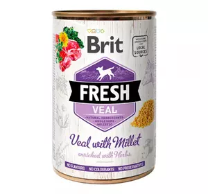 Консерви для собак Бріт Brit Fresh Veal with Millet з телятиною і пшоном, 400 г