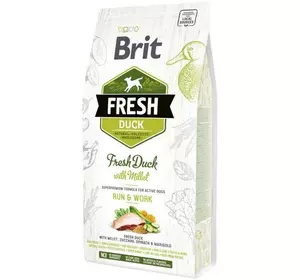 Сухий корм для активних дорослих собак Бріт Brit Fresh Active Run&Work з качкою та пшоном, 2.5 кг