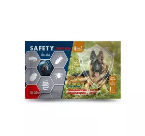 Протипаразитарні краплі SAFETY SPOT-ON для собак вагою від 10 до 20 кг (2 мл) №20 Протипаразитарні краплі SAFETY SPOT-ON для собак вагою від 10 до 20 кг (2 мл) №20