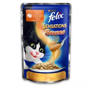 Felix Sensation Sauces Вологий корм для котів Фелікс з індичкою і беконом в соусі 85 г Felix Sensation Sauces Вологий корм для котів Фелікс з індичкою і беконом в соусі 85 г
