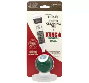 Набір для догляду за ротовою порожниною TropiClean Enticers Kong Dental Ball кулька+гель для середніх собак, розмір M Набір для догляду за ротовою порожниною TropiClean Enticers Kong Dental Ball кулька+гель для середніх собак, розмір M